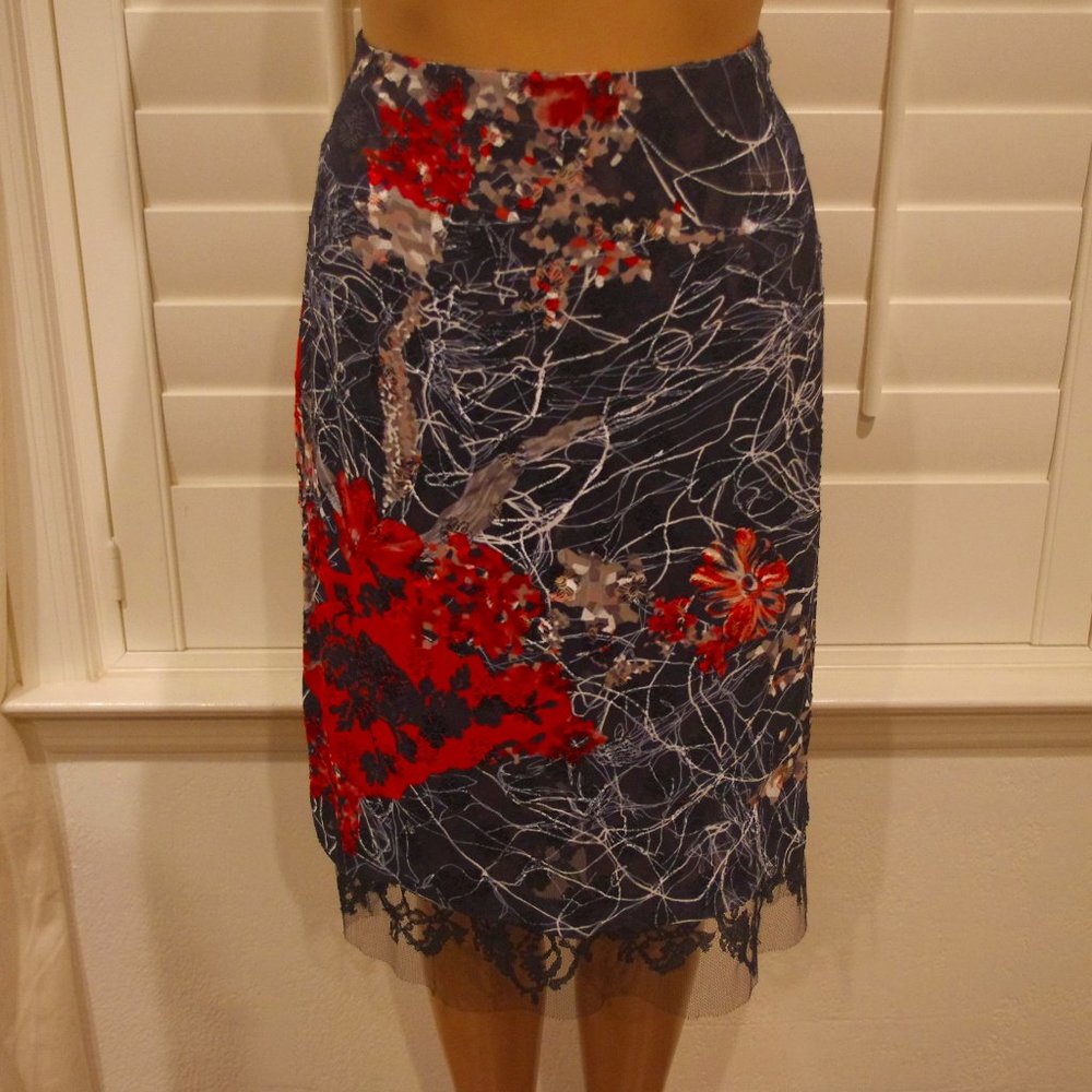 Bazar Christian Lacroix multicolor floral and lace sheer skirt
